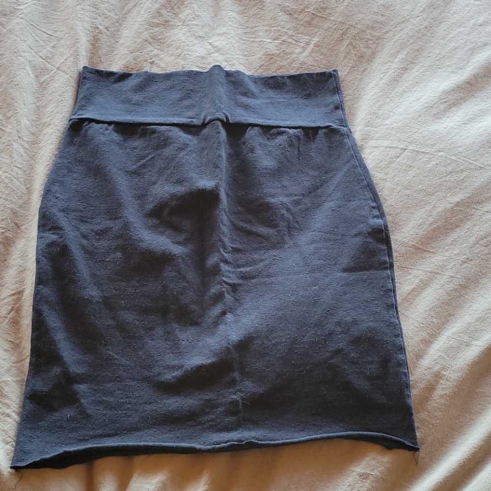 Blessed Lotus Black hemp cotton pencil skirt M